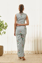 Soft Blue Polka Dot Pantsuit