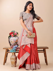 Graceful Blue & Beige Lichi Silk Saree with Elegant Woven Pallu – Timeless Beauty for Every Occasion
