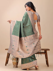 Graceful Blue & Beige Lichi Silk Saree with Elegant Woven Pallu – Timeless Beauty for Every Occasion
