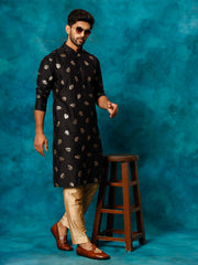 Vastramay - Men's Black Cotton Blend Kurta