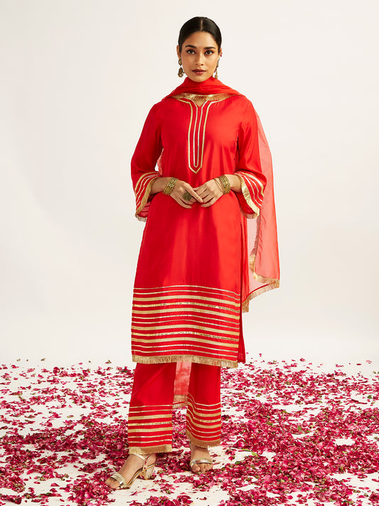 Women's Red Kurta Set