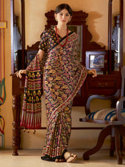 Women's Crepe Printed Designer Saree With Blouse Piece