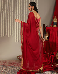 Women Maroon Embroidered Straight Kurta, Round Neck With Side Slits.