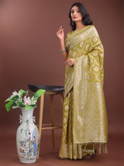 Elegant Sea Green Linen Cotton Saree with Silver Zari – Perfect Blend of Comfort & Charm