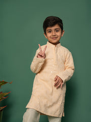 Boys' Peach Kurta And Pyjama Set