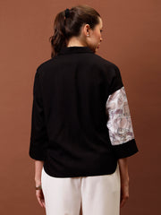 Applique Cotton Shirt Style Top