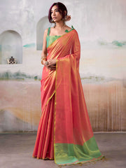Light Tissue Silk Saree with Border - Classic Ethnic Grace