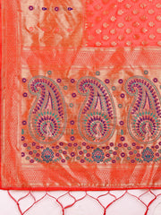 Grace in Every Thread – Sea Green & Beige Linen Cotton Saree with Royal Paisley Charm