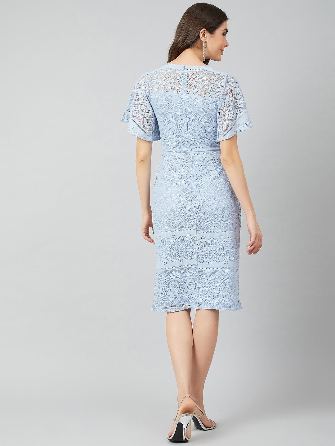 Blue Self Design Sheath Dress