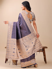 Graceful Blue & Beige Lichi Silk Saree with Elegant Woven Pallu – Timeless Beauty for Every Occasion