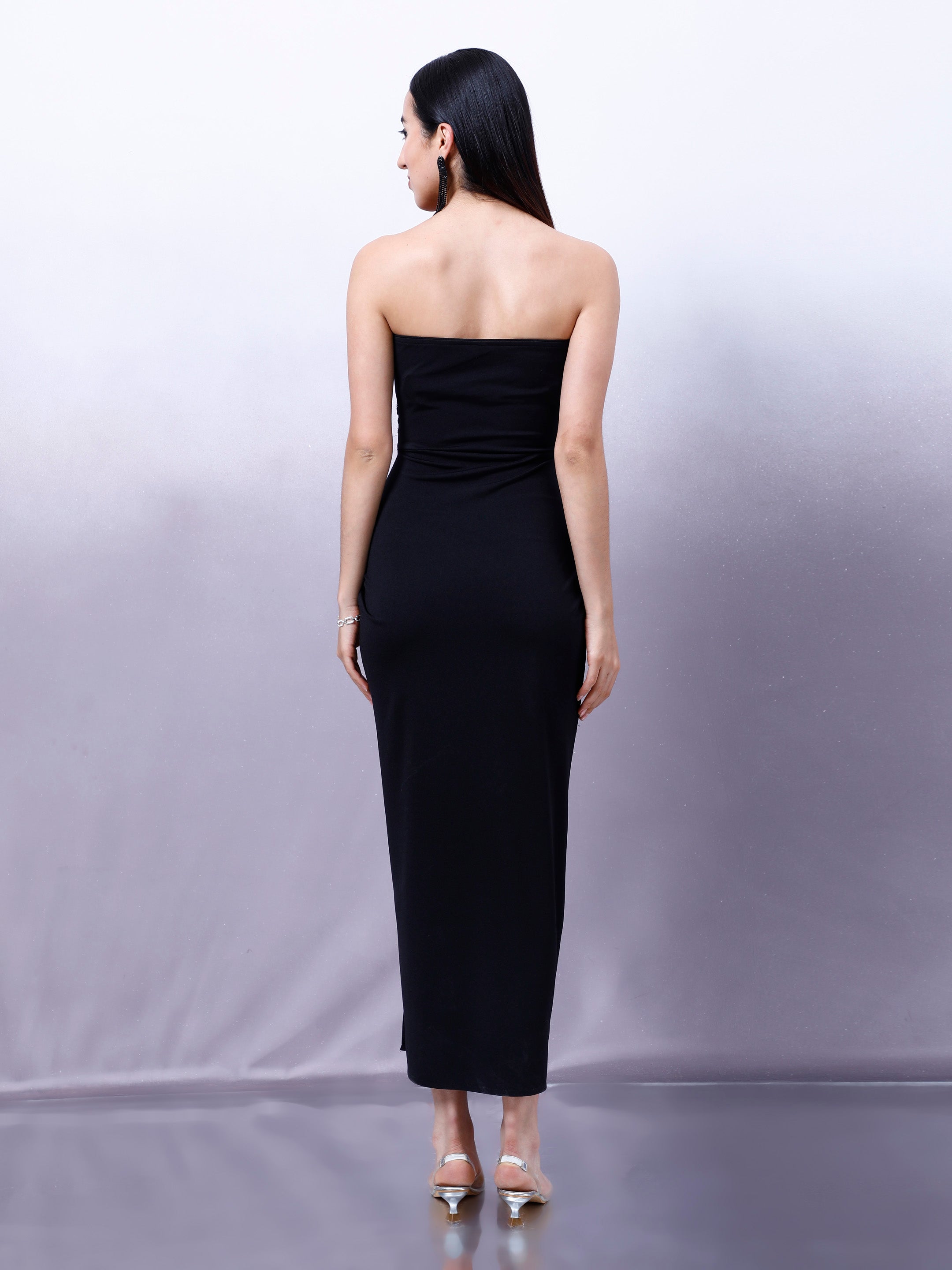 Women Embellished Embroidered Bandeau Maxi Dress