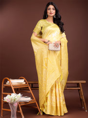 Elegant Yellow Cotton Saree with Golden Zari Work – Graceful Comfort for Everyday & Festive Wear