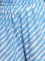 Placement Print Three-Fourth Sleeves Above Knee Length Cotton Kurta & Sharara With Dupatta - Blue