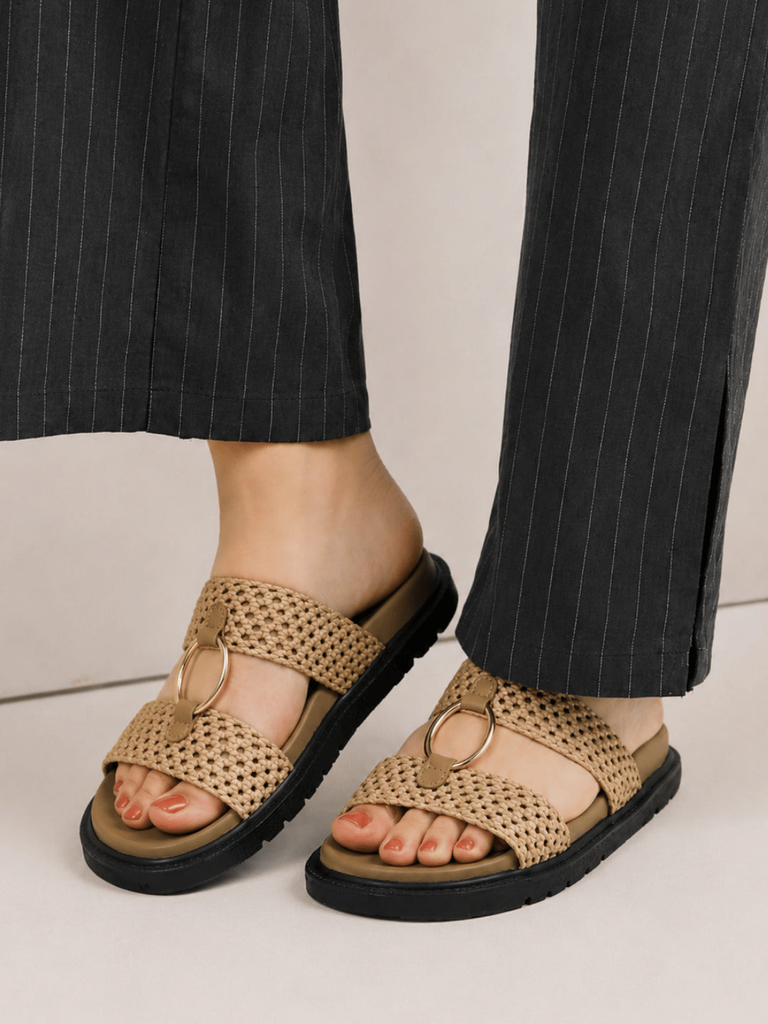 Casual Fashion Open Back Flatform Sandals 1 inch Heels