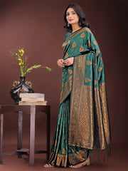 Majestic Royal Blue Banarasi Silk Saree with Golden Zari – Timeless Indian Ethnic Elegance for Weddings & Festive Occasions