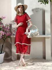 Bell Sleeve Fit & Flare Midi Dress