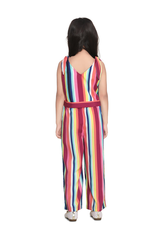 Girls Rainbow Stripe Crop Top and Pallazo Set