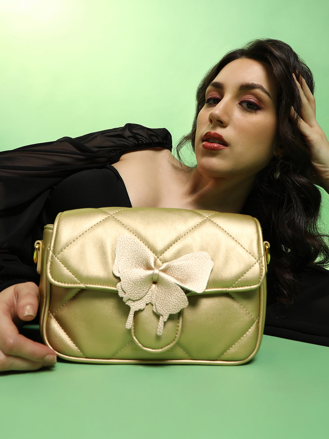Women's The Quilted Butterfly Shoulder Bag - Antique Gold