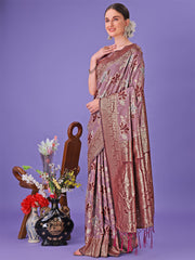 Elegant Green Floral Lichi Silk Saree with Zari Weaving and Rich Pallu – Wedding & Festive Wear Saree