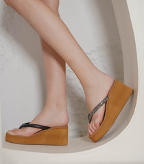 Casual Fashion Sandals 3 Inches Wedge Open Back Round Toe Heels