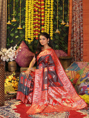 Traditional Red Art Silk Temple Border Festive Wedding Wear Saree