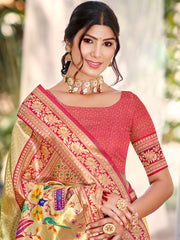 Traditional Yellow Kanjivaram Silk Saree with Rich Red Border and Peacock Pallu Design