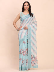 Rust Cotton Cotton Saree with Tribal Floral Print | Bold Ethnic Design | Lightweight Casual & Festive Saree for Women