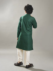 Boys Green kurta with a off white pajama