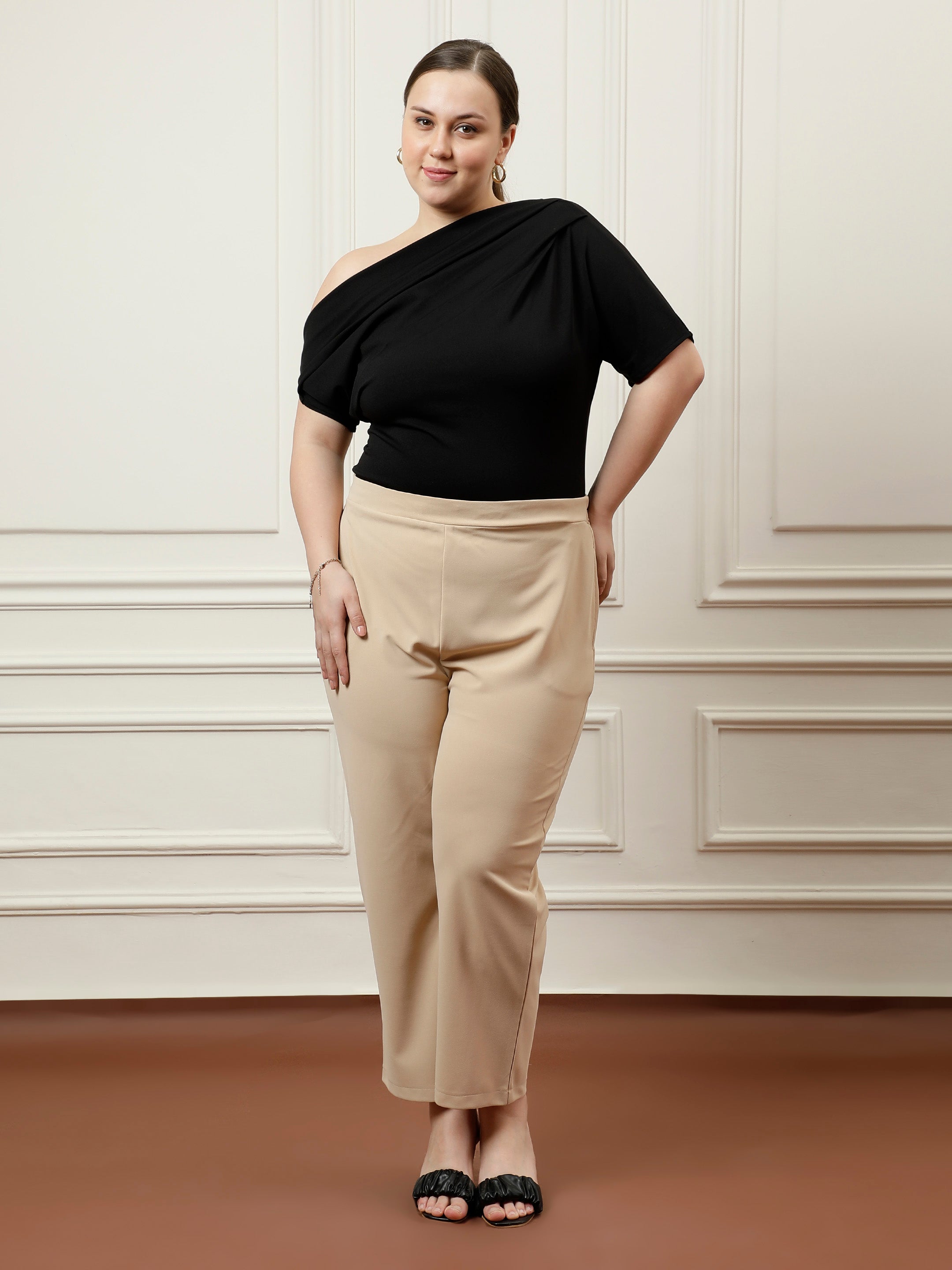 Off-Shoulder Extended Sleeves Draped Top