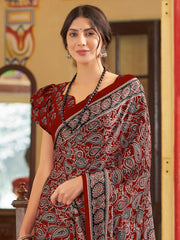 Women's Crepe Printed Designer Saree With Blouse Piece
