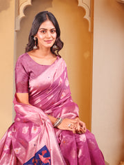 Floral Linen Cotton Saree with Zari Border & Digital Printed Pallu - Elegant Sari for Festive Occasions