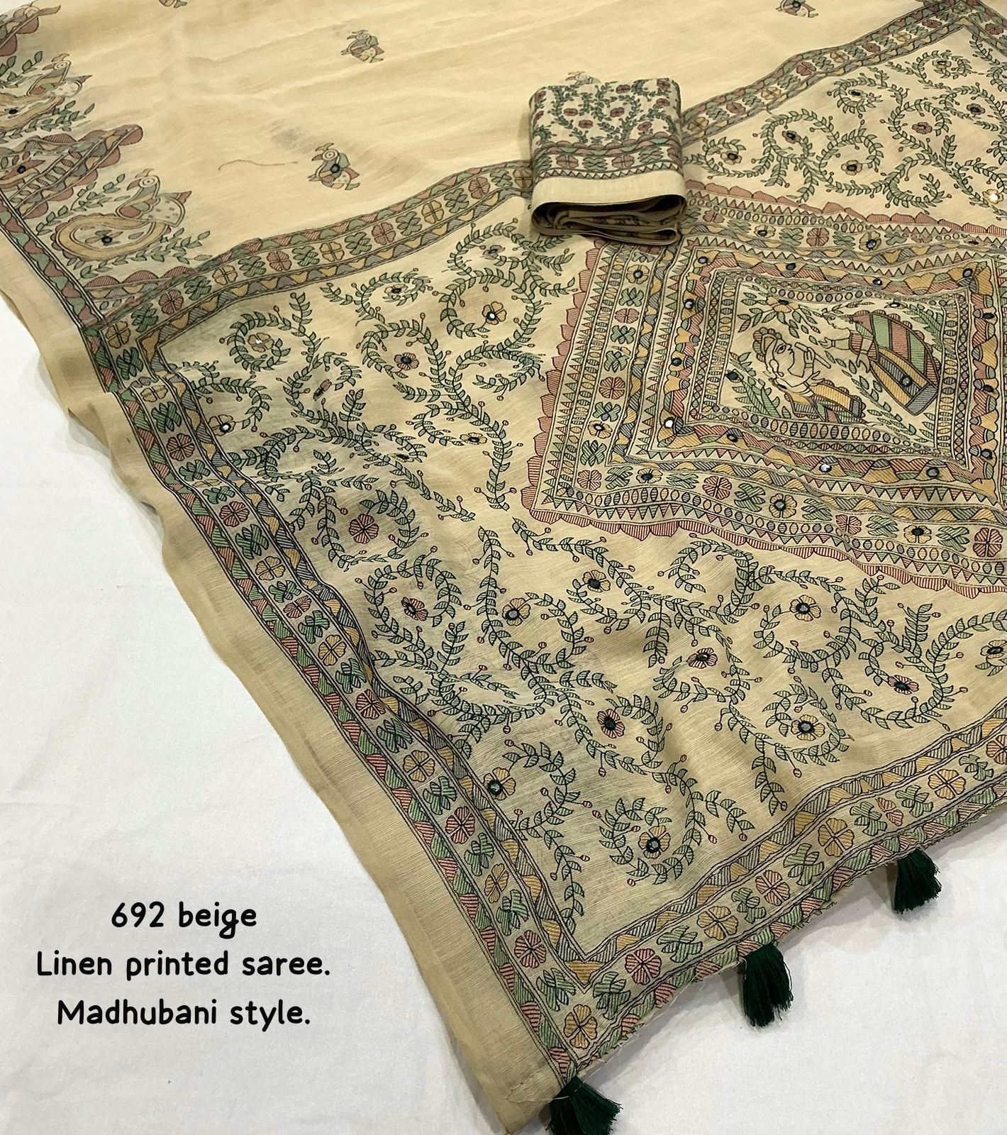Soft linen saree with shaded style prints.