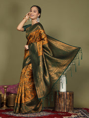 Majestic Red & Teal Silk Saree with Rich Woven Pallu – A Regal Touch for Special Moments
