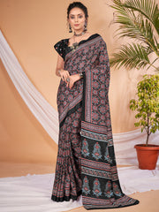 Women's Dola Silk DigitalPrint DesignerSaree With Blouse Piece