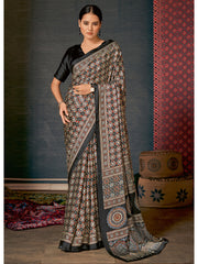 Women's Crepe DigitalPrint DesignerSaree With Blouse Piece