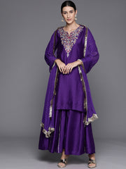 Women Floral Embroidered Straight Kurta Paired With Bottom And Dupatta