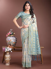 Graceful Beige & Coral Linen Cotton Saree – Lightweight Elegance for Modern Women