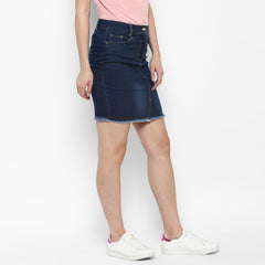 Women's Denim Skirt with Stitch Detail