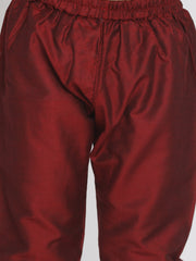 Boys' Beige,Grey And Maroon Kurta Pyjama Set