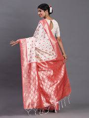 Pink Banarasi Silk Saree with Floral Zari Weaving – Festive Traditional Elegance for Weddings & Celebrations