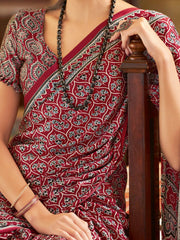 Women's Crepe Printed Designer Saree With Blouse Piece