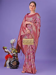Elegant Green Floral Lichi Silk Saree with Zari Weaving and Rich Pallu – Wedding & Festive Wear Saree