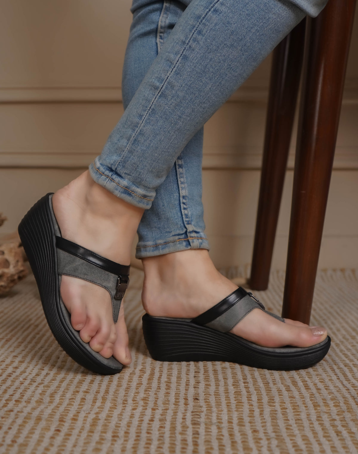 Shezone - Fashion Open Back Sandal 2.5 inches Wedge Heels