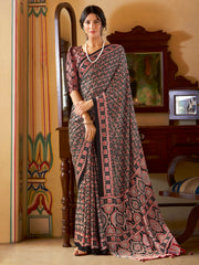Women's Crepe Printed Designer Saree With Blouse Piece