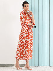 Printed A-Line Midi Dress