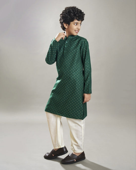 Boys Green kurta with a off white pajama 