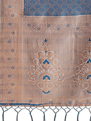 Graceful Blue & Beige Lichi Silk Saree with Elegant Woven Pallu – Timeless Beauty for Every Occasion