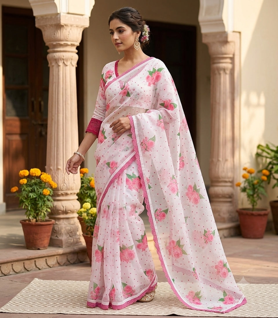 Soft-linen-saree-with-shaded-style-prints-whiteroselace