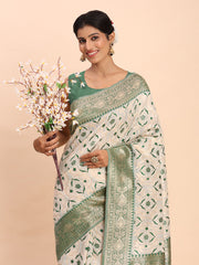 Premium Linen Cotton Saree with Pallu & Contrast Blouse Piece