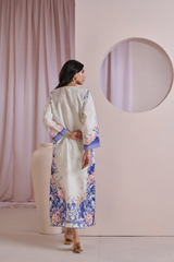 Mint and Blue Floral muslim Lawn Suit with Dupatta